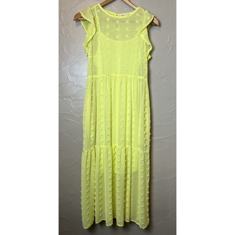 So Colorful Boho Pom Pom Summer Dress Gauzy Maxi Midi Coquette Women Size Small
